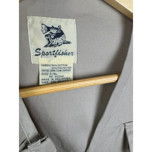 Vintage Sportfisher Fly Fishing Vest Men's Size Large/ XL Tan - Picture 7 of 7
